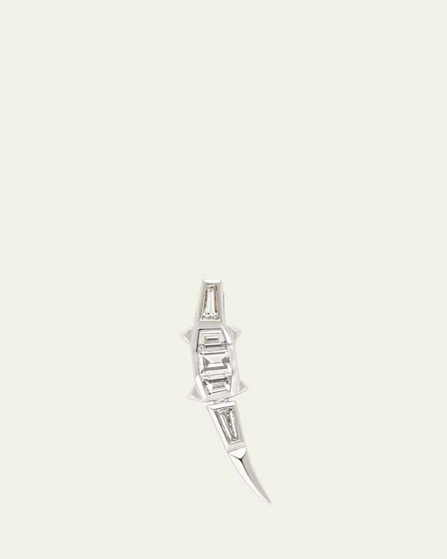 18K White Gold Diamond Alligator Ear Climber, Left